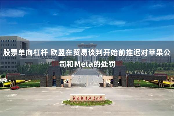 股票单向杠杆 欧盟在贸易谈判开始前推迟对苹果公司和Meta的处罚