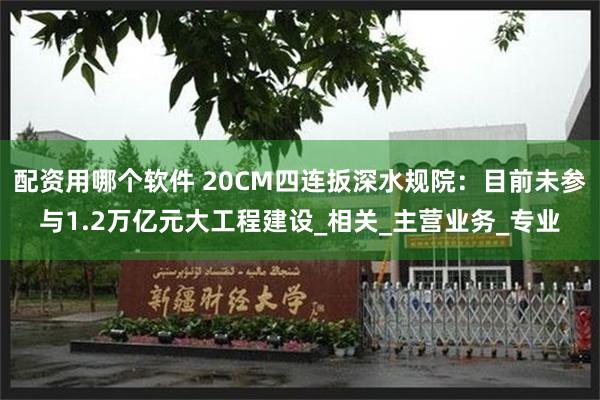 配资用哪个软件 20CM四连扳深水规院：目前未参与1.2万亿元大工程建设_相关_主营业务_专业